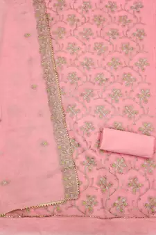Pink embroidered chanderi silk salwar