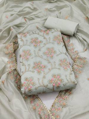 Grey embroidered chanderi silk salwar 1