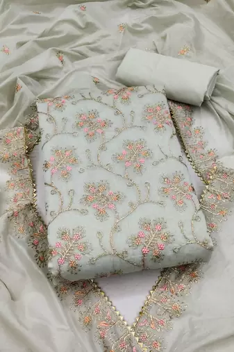 Grey embroidered chanderi silk salwar