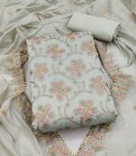 Grey embroidered chanderi silk salwar