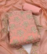 Peach embroidered chanderi silk salwar