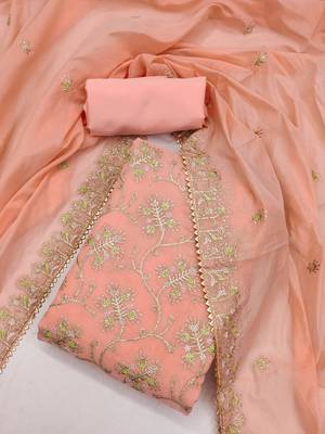 Peach embroidered chanderi silk salwar 2
