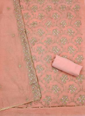Peach embroidered chanderi silk salwar 3