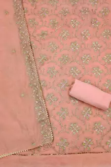 Peach embroidered chanderi silk salwar