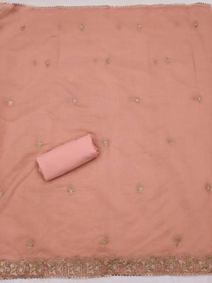 Peach embroidered chanderi silk salwar 4