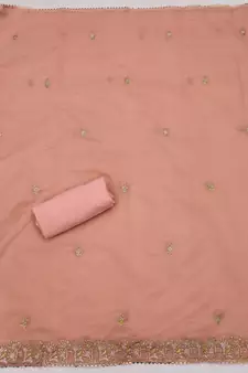 Peach embroidered chanderi silk salwar