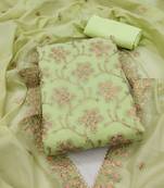 Green embroidered chanderi silk salwar