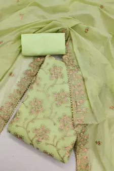 Green embroidered chanderi silk salwar