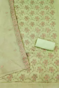 Green embroidered chanderi silk salwar