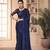 Navy blue woven silk saree with blouse