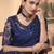 Navy blue woven silk saree with blouse