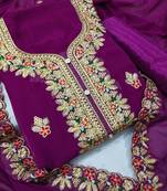 Wine embroidered faux georgette salwar