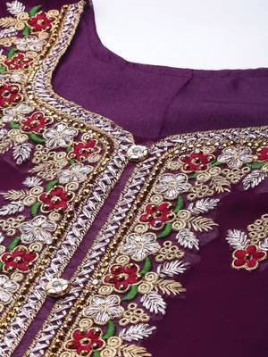 Wine embroidered faux georgette salwar 2