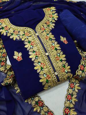 Navy-blue embroidered faux georgette salwar 1