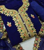 Navy-blue embroidered faux georgette salwar