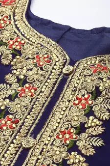 Navy-blue embroidered faux georgette salwar