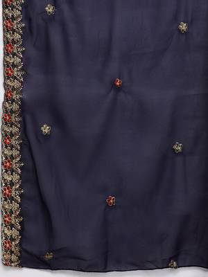 Navy-blue embroidered faux georgette salwar 3
