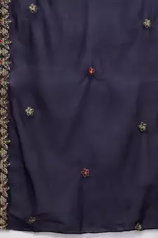 Navy-blue embroidered faux georgette salwar