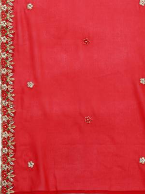Red embroidered faux georgette salwar 3