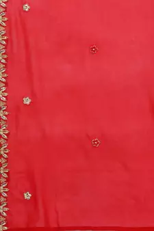 Red embroidered faux georgette salwar
