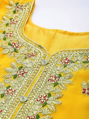 Yellow embroidered faux georgette salwar 2