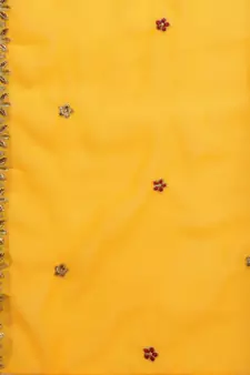 Yellow embroidered faux georgette salwar
