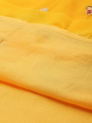 Yellow embroidered faux georgette salwar 4