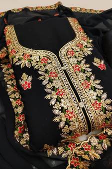 Black embroidered faux georgette salwar