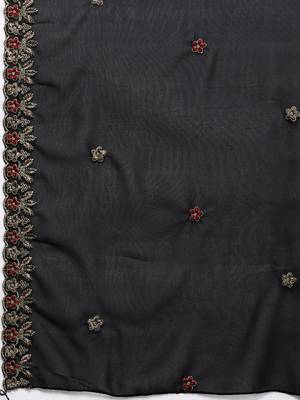 Black embroidered faux georgette salwar 3