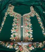 Green embroidered faux georgette salwar