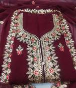 Maroon embroidered faux georgette salwar