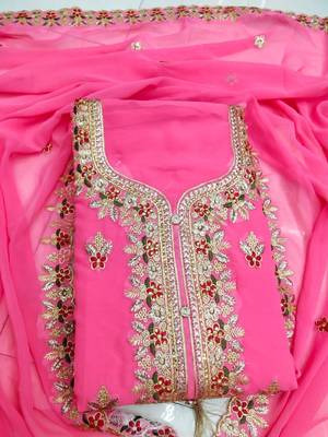 Pink embroidered faux georgette salwar 1