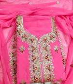 Pink embroidered faux georgette salwar