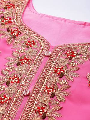 Pink embroidered faux georgette salwar 2