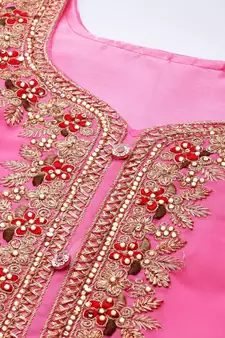 Pink embroidered faux georgette salwar