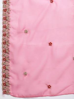 Pink embroidered faux georgette salwar 3