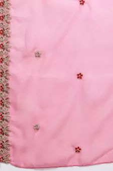 Pink embroidered faux georgette salwar