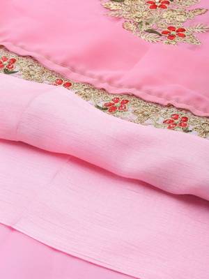 Pink embroidered faux georgette salwar 4