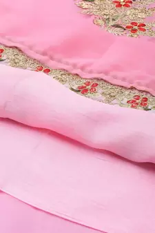 Pink embroidered faux georgette salwar