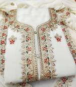 Off White embroidered faux georgette salwar