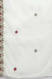 Off White embroidered faux georgette salwar