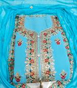 Blue embroidered faux georgette salwar