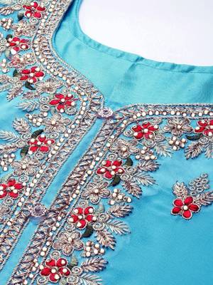 Blue embroidered faux georgette salwar 2