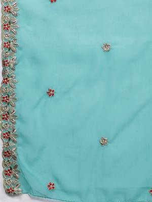 Blue embroidered faux georgette salwar 3
