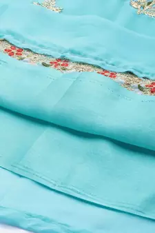 Blue embroidered faux georgette salwar