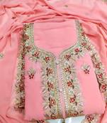 Peach embroidered faux georgette salwar