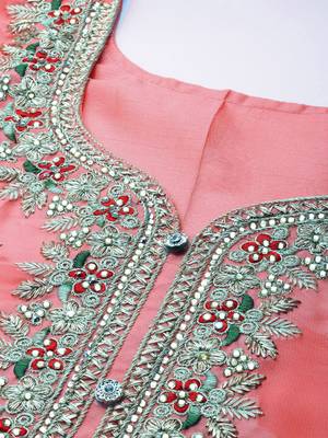 Peach embroidered faux georgette salwar 2