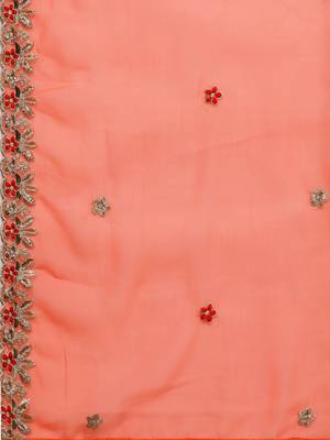 Peach embroidered faux georgette salwar 3