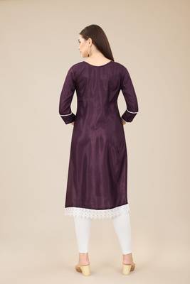 Wine Colour Smart Budgeted Embroidered Kurti For Ethnic Girls 2