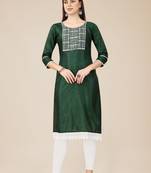 Green Colour Smart Budgeted Embroidered Kurti For Ethnic Girls